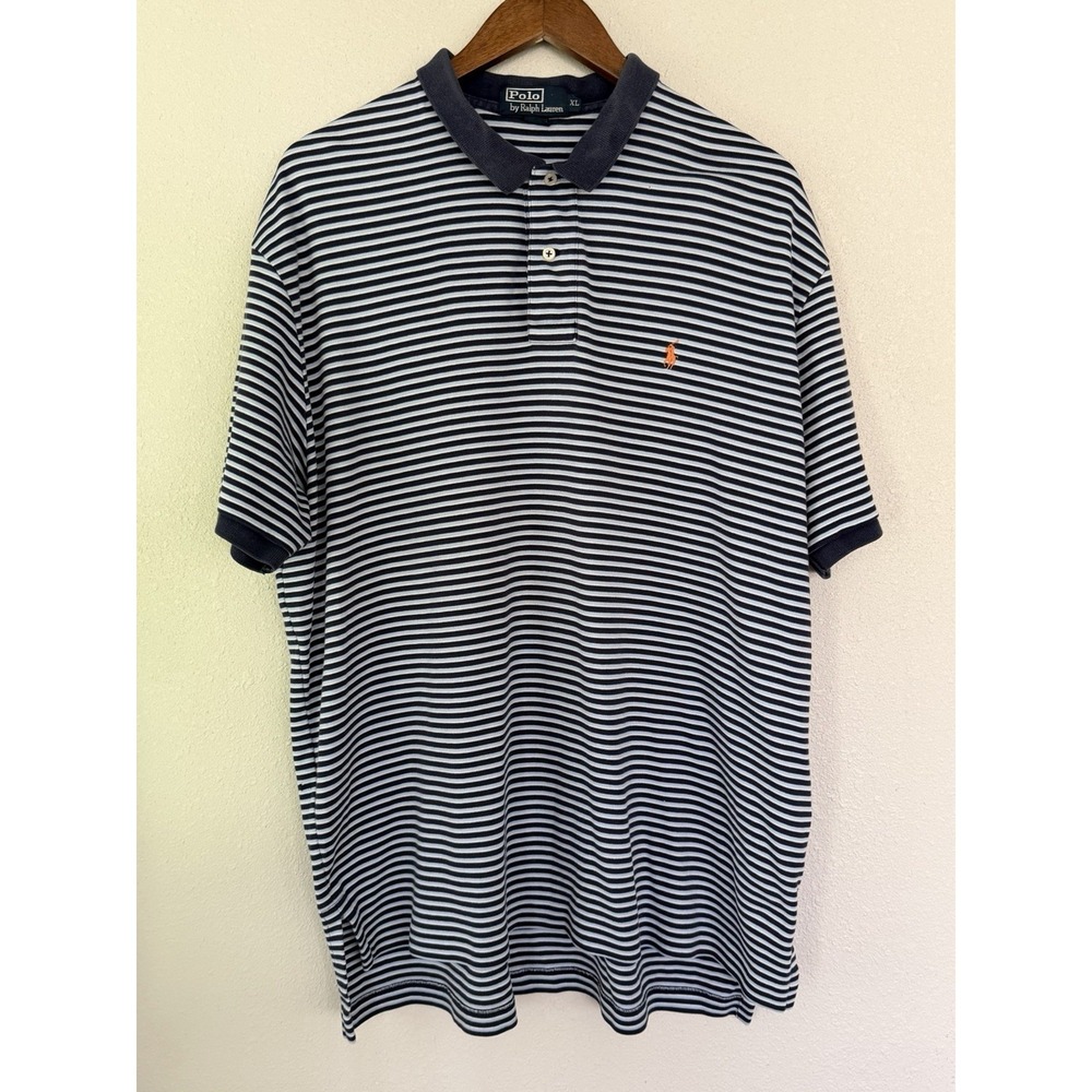 Polo by Ralph Lauren Men's Polo Shirt Blue Striped Size XL